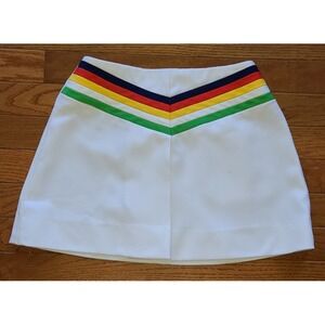 Vintage Billie Jean King short tennis skirt colorful strip design Sz 6 - RARE